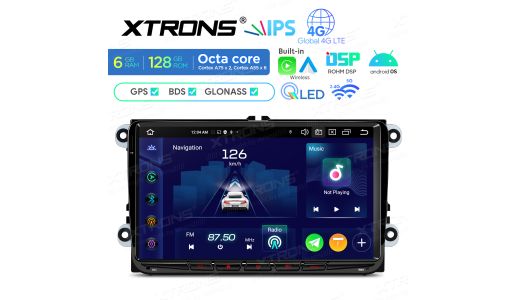 9 inch QLED Display Android Car Stereo Multimedia Player Octa core Processor 6GB RAM & 128GB ROM Custom Fit for VW, Skoda and SEAT