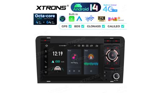 7 inch Android 14 Car Stereo Navigation System with Built in CarPlay and Android Auto and DSP Custom Fit for Audi 