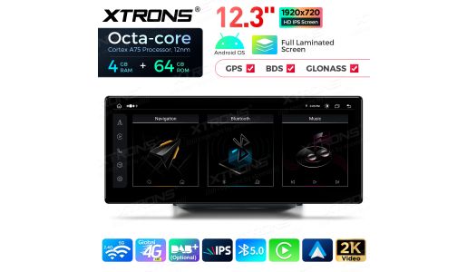 12.3 inch Octa Core 4+64GB Global 4G LTE Android Car Stereo Multimedia Player with Fully-laminated Screen for Audi A1 3G/3G+/RMC 