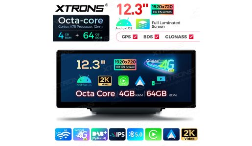 12.3 inch Octa Core 4+64GB Global 4G LTE Android Car Stereo Multimedia Player with Fully-laminated Screen for Audi Q3 SQ3 RS13 