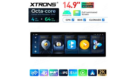 14.9 inch 4+64GB Global 4G LTE Android Car Stereo Multimedia Player with Fully-laminated 2K IPS Screen for BMW 6 Series  M6 E63 E64 with CCC System