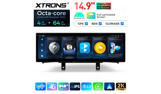 14.9 inch Octa Core 4+64GB Global 4G LTE Android Car Stereo Multimedia Player with Fully-laminated 2K IPS Screen for BMW 1 Series F20 / F21, 2 Series F23 Cabrio NBT RHD