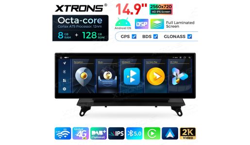 14 inch Octa Core 8+128GB Global 4G LTE Android Car Stereo Multimedia Player with Fully-laminated 2K IPS Screen for BMW X5 X6 