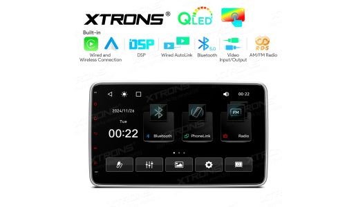 10.1 inch Double DIN QLED Display Adjustable Screen Car Multimedia Player & Android Auto & AutoLink & DSP Universal Fit