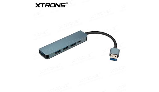 XTRONS 4 Ports USB 3.0 Hub Splitter High Speed Adapter for Laptop/Desktop PC/Car Use