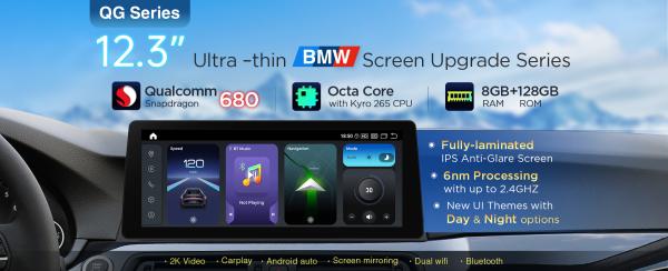 QGB Series：NEW 12.3“ BMW Screen Upgrade Series with Qualcomm 680 8+128GB and Optimized UI Interface