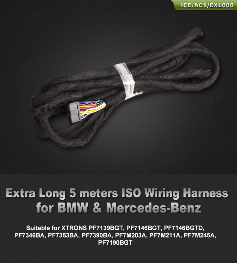 Extra long 5 meters ISO Wiring Harness for BMW & Mercedes 